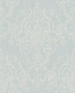 Niebieska tapeta winylowa wzór ornamenty glamour