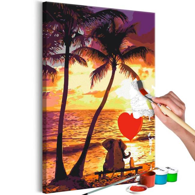 Obraz do samodzielnego malowania - Miłość i zachód słońca