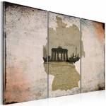 Obraz - map: Germany, Brandenburg Gate - triptych